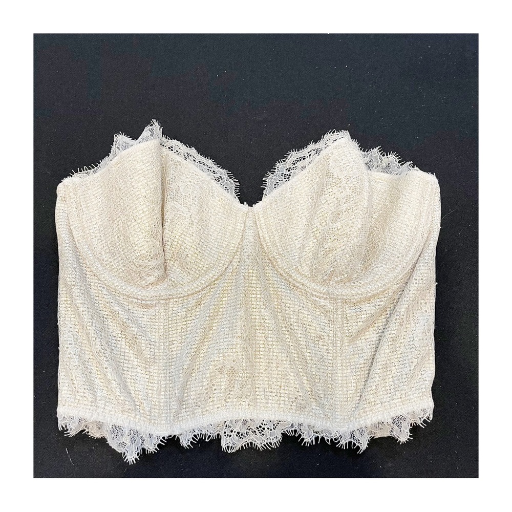 VICTORIAS SECRET sexy lace gold sparkle bustier strapless bra 34C